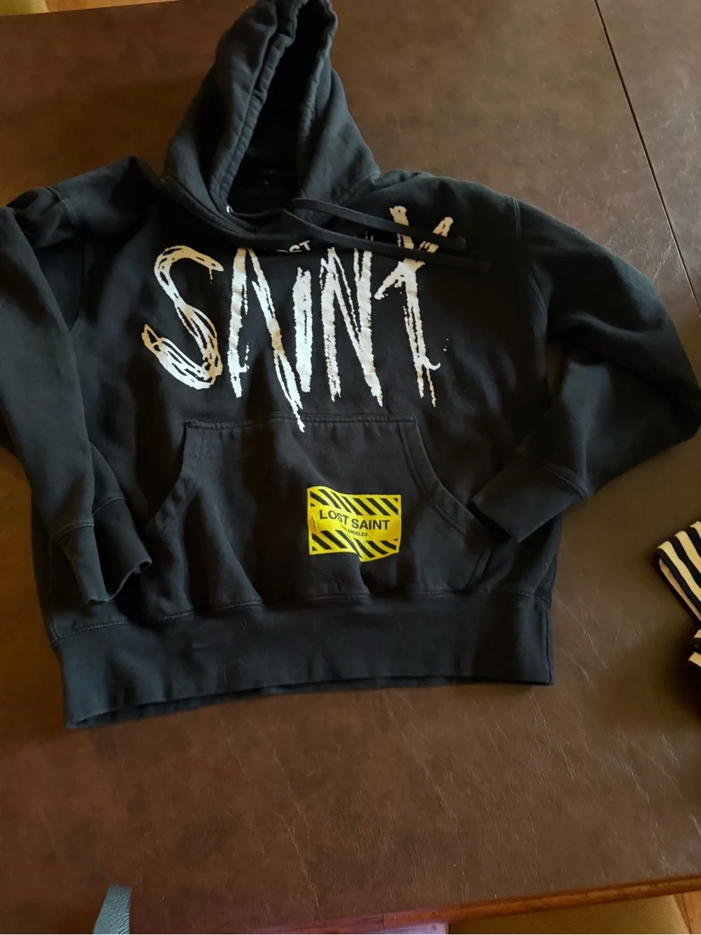 Men’s Black Hoodie with Bold White Logo